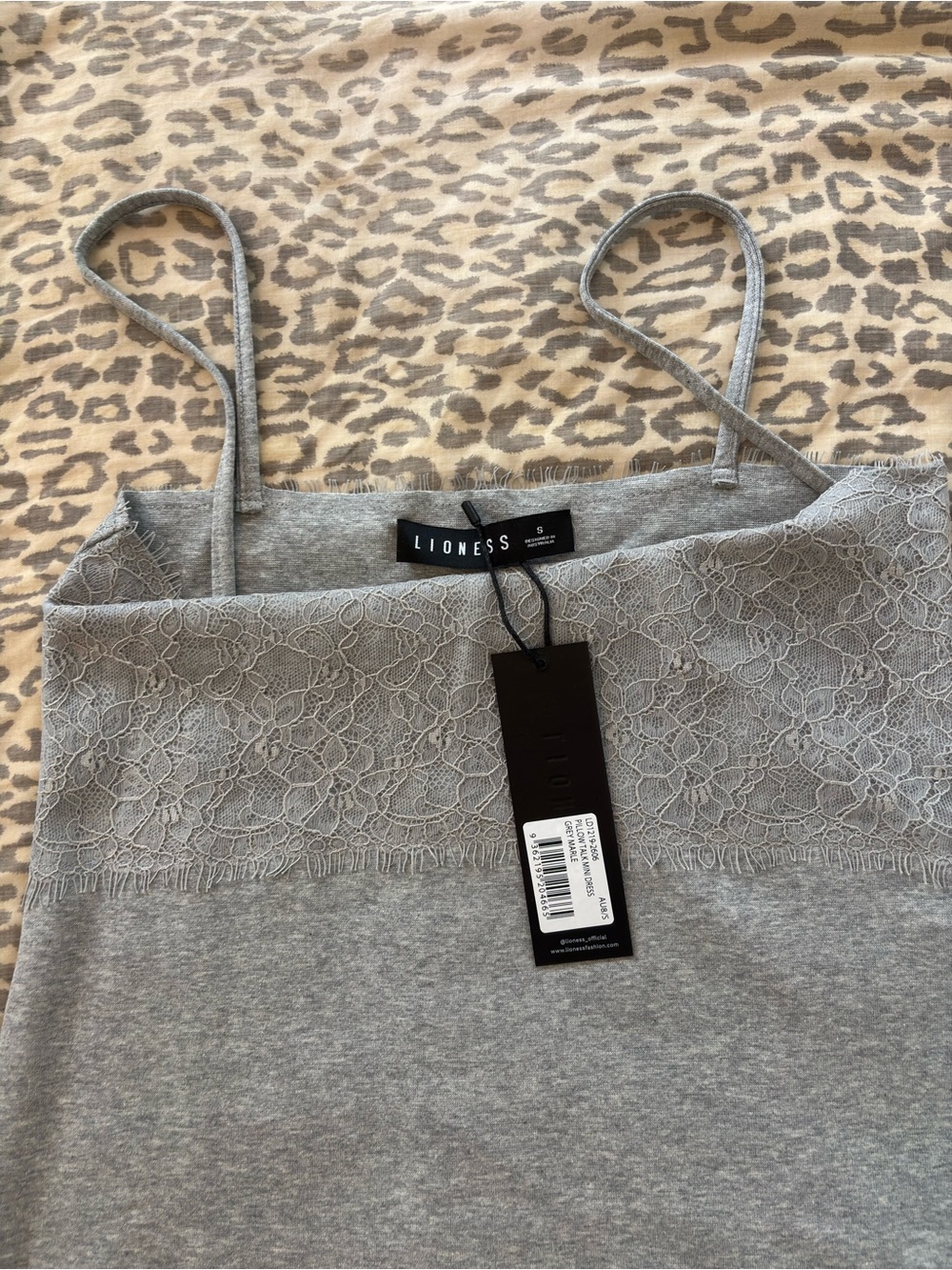 Lioness Silver Lace-Trim Mini Slip Dress-NWT - Picture 6 of 6